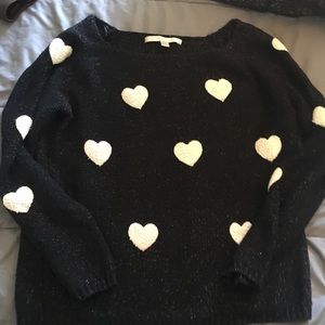 Lauren Conrad Black sweater with white hearts